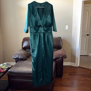 Elegant Green Satin Dress